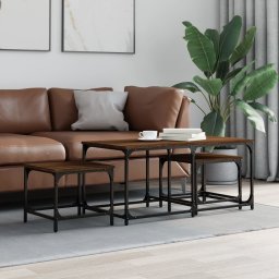 Mese suprapuse de cafea, 3 buc, stejar maro, lemn prelucrat GartenMobel Dekor