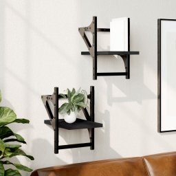 Rafturi de perete cu bare, 2 buc, negru, 20x25x30 cm GartenMobel Dekor