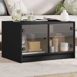 Masuta de cafea cu usi din sticla, negru, 68x50x42 cm GartenMobel Dekor