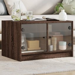 Masuta de cafea cu usi din sticla, stejar maro, 68x50x42 cm GartenMobel Dekor