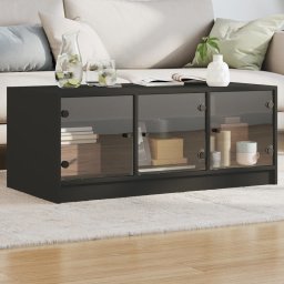 Masuta de cafea cu usi din sticla, negru, 102x50x42 cm GartenMobel Dekor