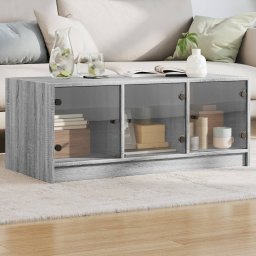 Masuta de cafea cu usi din sticla, gri sonoma, 102x50x42 cm GartenMobel Dekor