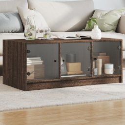 Masuta de cafea cu usi din sticla, stejar maro, 102x50x42 cm GartenMobel Dekor