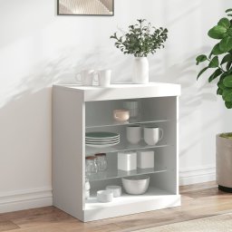 Servanta cu lumini LED, alb, 60,5x37x67 cm GartenMobel Dekor