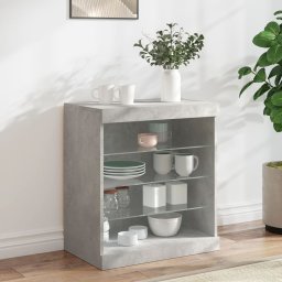 Servanta cu lumini LED, gri beton, 60,5x37x67 cm GartenMobel Dekor