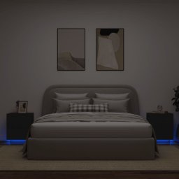 Noptiere cu lumini LED, 2 buc., negru, lemn prelucrat GartenMobel Dekor