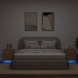 Noptiere cu lumini LED, 2 buc., stejar sonoma, lemn prelucrat GartenMobel Dekor