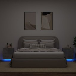 Noptiere cu lumini LED, 2 buc., gri beton, lemn prelucrat GartenMobel Dekor