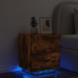 Noptiera cu lumini LED, stejar fumuriu, lemn prelucrat GartenMobel Dekor