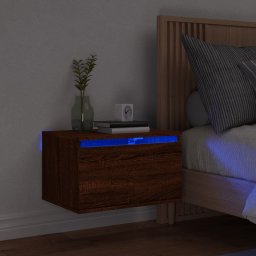 Noptiera montata pe perete cu lumini LED, stejar maro GartenMobel Dekor
