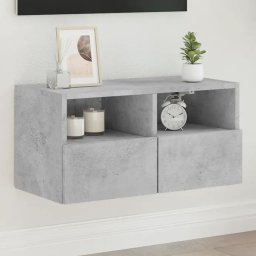 Comoda TV de perete, gri beton, 60x30x30 cm, lemn prelucrat GartenMobel Dekor