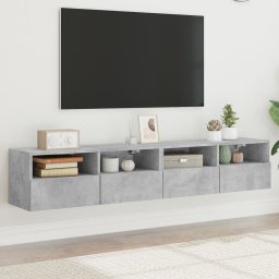 Comode TV de perete, 2 buc., gri beton, 80x30x30 cm, lemn GartenMobel Dekor