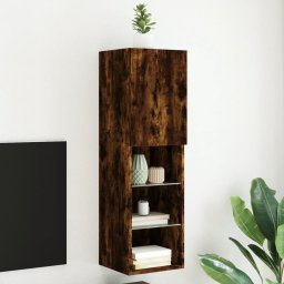 Comoda TV cu lumini LED, stejar fumuriu, 30,5x30x102 cm GartenMobel Dekor