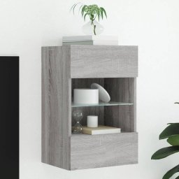 Comoda TV de perete cu lumini LED, gri sonoma, 40x30x60,5 cm GartenMobel Dekor