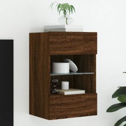 Comoda TV de perete cu lumini LED, stejar maro, 40x30x60,5cm GartenMobel Dekor