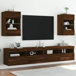 Comoda TV de perete cu LED, 2 buc. stejar maro, 40x30x60,5cm GartenMobel Dekor