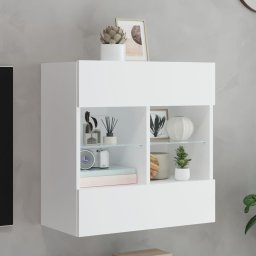 Comoda TV de perete cu lumini LED, alb, 58,5x30x60,5 cm GartenMobel Dekor