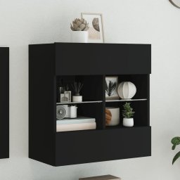 Comoda TV de perete cu lumini LED, negru, 58,5x30x60,5 cm GartenMobel Dekor