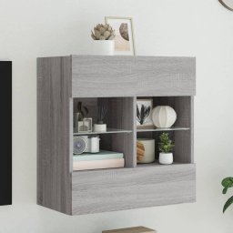 Comoda TV de perete cu lumini LED, gri sonoma, 58,5x30x60,5 cm GartenMobel Dekor
