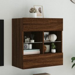 Comoda TV de perete cu lumini LED, stejar maro, 58,5x30x60,5 cm GartenMobel Dekor