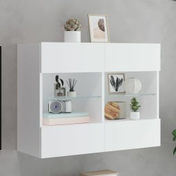 Comoda TV de perete cu lumini LED, alb, 78,5x30x60,5 cm GartenMobel Dekor