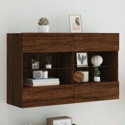 Comoda TV de perete cu lumini LED, stejar maro, 98,5x30x60,5 cm GartenMobel Dekor