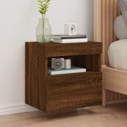 Comoda TV de perete cu lumini LED, stejar maro, 40x30x40 cm GartenMobel Dekor
