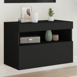 Comoda TV de perete cu lumini LED, negru, 60x30x40 cm GartenMobel Dekor