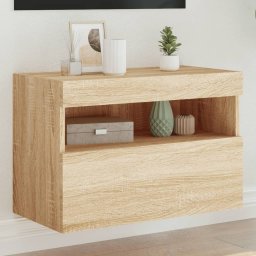 Comoda TV de perete cu lumini LED, stejar sonoma, 60x30x40 cm GartenMobel Dekor