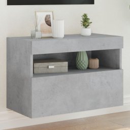 Comoda TV de perete cu lumini LED, gri beton, 60x30x40 cm GartenMobel Dekor