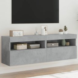 Comode TV de perete cu lumini LED 2 buc. gri beton 60x30x40 cm GartenMobel Dekor