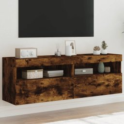 Comoda TV de perete cu LED, 2 buc. stejar fumuriu, 60x30x40 cm GartenMobel Dekor