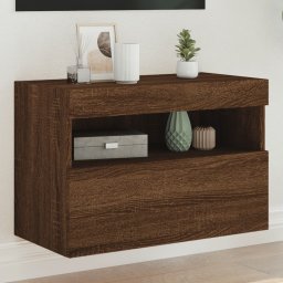 Comoda TV de perete cu lumini LED, stejar maro, 60x30x40 cm GartenMobel Dekor
