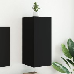 Comoda TV de perete cu lumini LED, negru, 30,5x35x70 cm GartenMobel Dekor