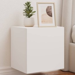 Comode TV de perete cu lumini LED, 2 buc., alb, 40,5x35x40 cm GartenMobel Dekor