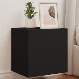 Comode TV de perete cu lumini LED, 2 buc., negru, 40,5x35x40 cm GartenMobel Dekor