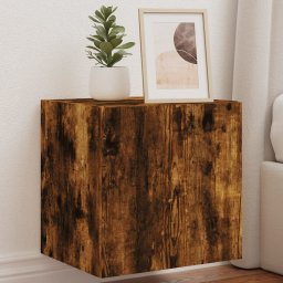 Comoda TV de perete cu lumini LED, stejar fumuriu, 40,5x35x40cm GartenMobel Dekor