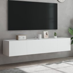 Comode TV de perete cu lumini LED, 2 buc., alb, 80x35x31 cm GartenMobel Dekor
