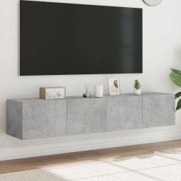 Comode TV de perete cu lumini LED 2 buc. gri beton 80x35x31 cm GartenMobel Dekor