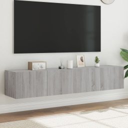 Comoda TV de perete cu LED, 2 buc, gri sonoma, 80x35x31 cm GartenMobel Dekor