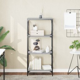 Biblioteca cu 4 niveluri gri sonoma 59x35x132 cm lemn prelucrat GartenMobel Dekor