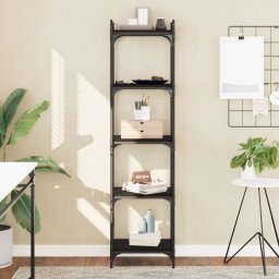 Biblioteca cu 5 niveluri, negru, 40x30x154 cm, lemn prelucrat GartenMobel Dekor