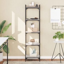Biblioteca cu 5 niveluri gri sonoma 40x30x154 cm lemn prelucrat GartenMobel Dekor