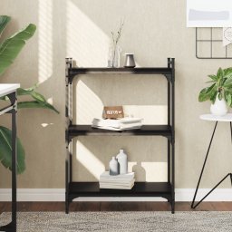 Biblioteca cu 3 niveluri, negru, 60x30x86 cm, lemn prelucrat GartenMobel Dekor