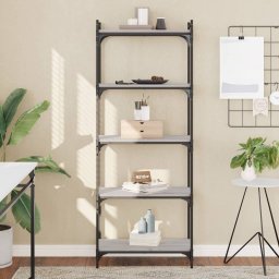 Biblioteca cu 5 niveluri gri sonoma 60x30x154 cm lemn prelucrat GartenMobel Dekor