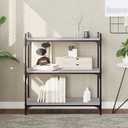 Biblioteca cu 3 niveluri gri sonoma 80x30x86 cm, lemn prelucrat GartenMobel Dekor