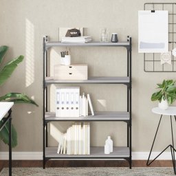 Biblioteca cu 4 niveluri gri sonoma 80x30x120 cm lemn prelucrat GartenMobel Dekor