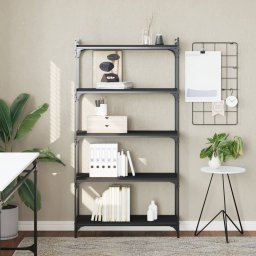 Biblioteca cu 5 niveluri, negru, 80x30x154 cm, lemn prelucrat GartenMobel Dekor