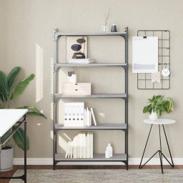 Biblioteca cu 5 niveluri gri sonoma 80x30x154 cm lemn prelucrat GartenMobel Dekor