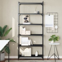 Biblioteca cu 6 niveluri, negru, 80x30x188 cm, lemn prelucrat GartenMobel Dekor